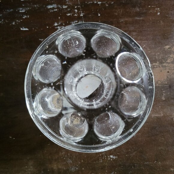 Vintage Lillian Vernon Glass Flower Frog, 9 Hole Glass Flower Frog - Picture 2 of 3